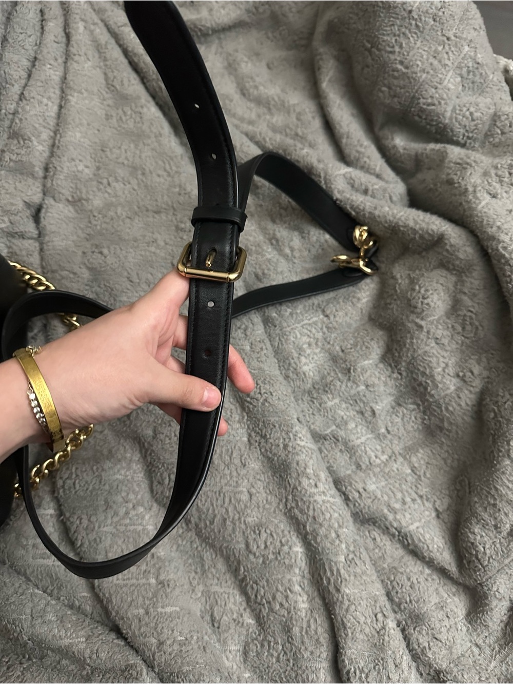 Coach Black Quilted Leather Crossbody with Gold Chain - Picture 12 of 12
